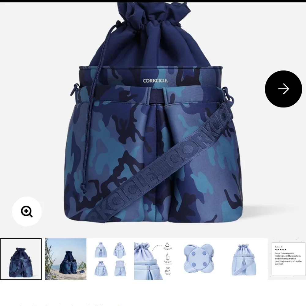 Corkcicle Blue Camo Drawstring Cooler Bag